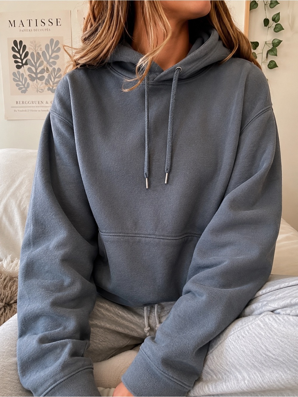 Women’s Grey Oversized Hoodie Cozy Minimal Lounge Sweatshirt M